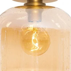 QAZQA Schlafzimmerlampen|Küchenlampen*Design-Deckenleuchte aus Messing und braunem Glas - Zuzanna