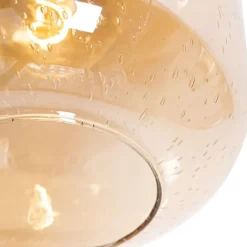 QAZQA Schlafzimmerlampen|Küchenlampen*Design-Deckenleuchte aus Messing und braunem Glas - Zuzanna