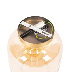 QAZQA Schlafzimmerlampen|Küchenlampen*Design-Deckenleuchte aus Messing und braunem Glas - Zuzanna