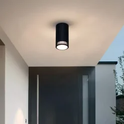 QAZQA Gartenbeleuchtung|Deckenleuchten Außen*Design-Deckenleuchte für den Außenbereich schwarz IP44 - Boris