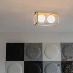 QAZQA Deckenleuchten|Wohnzimmerlampen*Design-Deckenleuchte gold mit weißen 2-flammig - Aniek