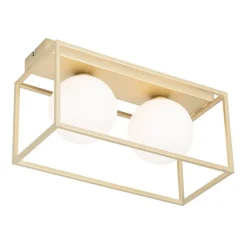 QAZQA Deckenleuchten|Wohnzimmerlampen*Design-Deckenleuchte gold mit weißen 2-flammig - Aniek