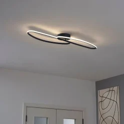 QAZQA Led-Deckenleuchten|Deckenleuchten*Design-Deckenleuchte matt schwarz 65 cm 3-Stufen-Dimmbar 2-flammig - Pepe