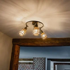 QAZQA Deckenstrahler|Aufbaustrahler*Design-Deckenleuchte Schwarz mit Gold 3-flammig rund - Noud