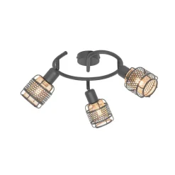 QAZQA Deckenstrahler|Aufbaustrahler*Design-Deckenleuchte Schwarz mit Gold 3-flammig rund - Noud