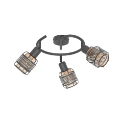 QAZQA Deckenstrahler|Aufbaustrahler*Design-Deckenleuchte Schwarz mit Gold 3-flammig rund - Noud