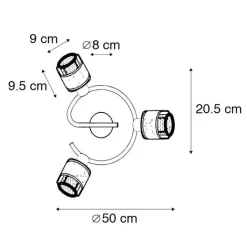 QAZQA Deckenstrahler|Aufbaustrahler*Design-Deckenleuchte Schwarz mit Gold 3-flammig rund - Noud