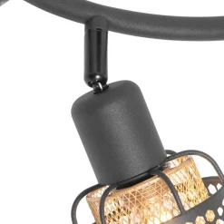 QAZQA Deckenstrahler|Aufbaustrahler*Design-Deckenleuchte Schwarz mit Gold 3-flammig rund - Noud