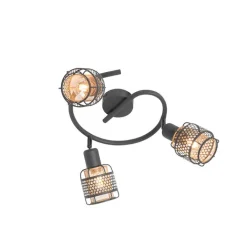 QAZQA Deckenstrahler|Aufbaustrahler*Design-Deckenleuchte Schwarz mit Gold 3-flammig rund - Noud