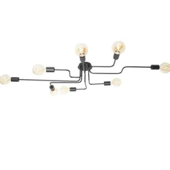 QAZQA Schlafzimmerlampen|Küchenlampen*Design-Deckenleuchte schwarz 8-flammig - Facile