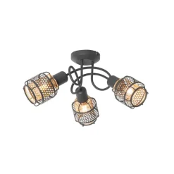 QAZQA Deckenstrahler|Aufbaustrahler*Design-Deckenleuchte Schwarz mit Gold 3-flammig - Noud