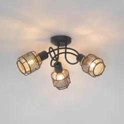 QAZQA Deckenstrahler|Aufbaustrahler*Design-Deckenleuchte Schwarz mit Gold 3-flammig - Noud