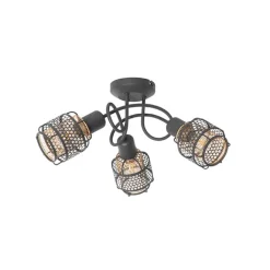 QAZQA Deckenstrahler|Aufbaustrahler*Design-Deckenleuchte Schwarz mit Gold 3-flammig - Noud