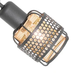 QAZQA Deckenstrahler|Aufbaustrahler*Design-Deckenleuchte Schwarz mit Gold 3-flammig - Noud