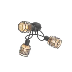 QAZQA Deckenstrahler|Aufbaustrahler*Design-Deckenleuchte Schwarz mit Gold 3-flammig - Noud