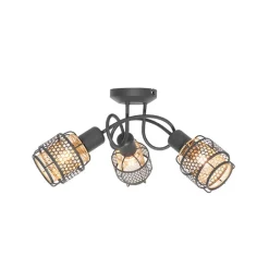 QAZQA Deckenstrahler|Aufbaustrahler*Design-Deckenleuchte Schwarz mit Gold 3-flammig - Noud