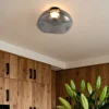 QAZQA Schlafzimmerlampen|Wohnzimmerlampen*Design-Deckenleuchte schwarz mit Rauchglas - Gemma