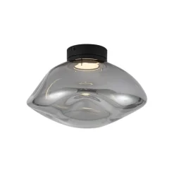 QAZQA Schlafzimmerlampen|Wohnzimmerlampen*Design-Deckenleuchte schwarz mit Rauchglas - Gemma