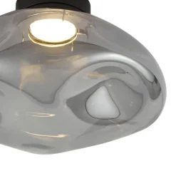 QAZQA Schlafzimmerlampen|Wohnzimmerlampen*Design-Deckenleuchte schwarz mit Rauchglas - Gemma