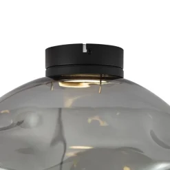 QAZQA Schlafzimmerlampen|Wohnzimmerlampen*Design-Deckenleuchte schwarz mit Rauchglas - Gemma