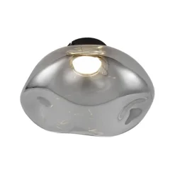 QAZQA Schlafzimmerlampen|Wohnzimmerlampen*Design-Deckenleuchte schwarz mit Rauchglas - Gemma