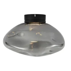 QAZQA Schlafzimmerlampen|Wohnzimmerlampen*Design-Deckenleuchte schwarz mit Rauchglas - Gemma