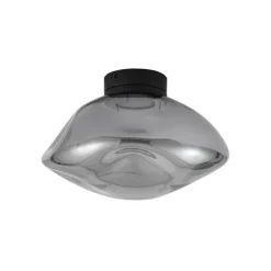 QAZQA Schlafzimmerlampen|Wohnzimmerlampen*Design-Deckenleuchte schwarz mit Rauchglas - Gemma