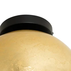 QAZQA Deckenleuchten|Wohnzimmerlampen*Design-Deckenleuchte schwarz mit goldenem Glas – Bert