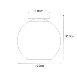 QAZQA Deckenleuchten|Wohnzimmerlampen*Design-Deckenleuchte schwarz mit goldenem Glas – Bert