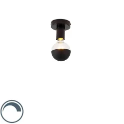 QAZQA Deckenleuchten|Wohnzimmerlampen*Design-Deckenleuchte schwarz mit G95-Topspiegel schwarz - Facil