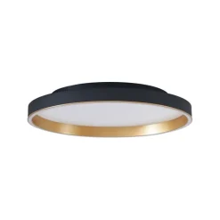 QAZQA Led-Deckenleuchten|Deckenleuchten*Design-Deckenleuchte schwarz mit Gold 60cm inkl. LED 3-Stufen-Schalter - Ingo