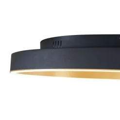 QAZQA Led-Deckenleuchten|Deckenleuchten*Design-Deckenleuchte schwarz mit Gold 60cm inkl. LED 3-Stufen-Schalter - Ingo