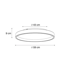 QAZQA Led-Deckenleuchten|Deckenleuchten*Design-Deckenleuchte schwarz mit Gold 60cm inkl. LED 3-Stufen-Schalter - Ingo