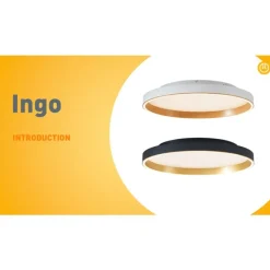 QAZQA Led-Deckenleuchten|Deckenleuchten*Design-Deckenleuchte schwarz mit Gold 60cm inkl. LED 3-Stufen-Schalter - Ingo