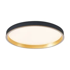 QAZQA Led-Deckenleuchten|Deckenleuchten*Design-Deckenleuchte schwarz mit Gold 60cm inkl. LED 3-Stufen-Schalter - Ingo