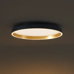 QAZQA Led-Deckenleuchten|Deckenleuchten*Design-Deckenleuchte schwarz mit Gold 60cm inkl. LED 3-Stufen-Schalter - Ingo