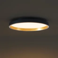 QAZQA Led-Deckenleuchten|Deckenleuchten*Design-Deckenleuchte schwarz mit Gold 60cm inkl. LED 3-Stufen-Schalter - Ingo