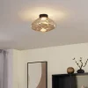 QAZQA Deckenleuchten|Wohnzimmerlampen*Design-Deckenleuchte schwarz mit bernsteinfarbenem Glas - Gemma