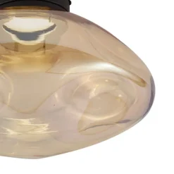 QAZQA Deckenleuchten|Wohnzimmerlampen*Design-Deckenleuchte schwarz mit bernsteinfarbenem Glas - Gemma