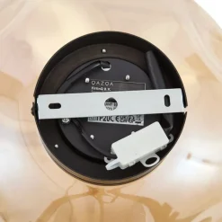 QAZQA Deckenleuchten|Wohnzimmerlampen*Design-Deckenleuchte schwarz mit bernsteinfarbenem Glas - Gemma