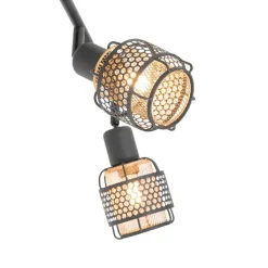 QAZQA Deckenstrahler|Aufbaustrahler*Design-Deckenleuchte schwarz mit goldfarbenem 4-flammigem Rechteck - Noud