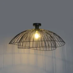 QAZQA Schlafzimmerlampen|Küchenlampen*Design-Deckenleuchte schwarz mit doppeltem Schirm 66cm - Pua