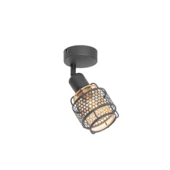 QAZQA Wandstrahler|Deckenstrahler*Design-Deckenleuchte Schwarz mit Gold - Noud