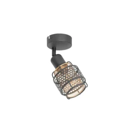 QAZQA Wandstrahler|Deckenstrahler*Design-Deckenleuchte Schwarz mit Gold - Noud