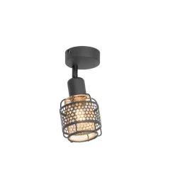 QAZQA Wandstrahler|Deckenstrahler*Design-Deckenleuchte Schwarz mit Gold - Noud