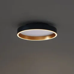QAZQA Led-Deckenleuchten|Deckenleuchten*Design-Deckenleuchte schwarz mit Gold 40cm inkl. LED 3-Stufen-Schalter - Ingo