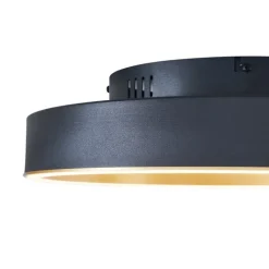 QAZQA Led-Deckenleuchten|Deckenleuchten*Design-Deckenleuchte schwarz mit Gold 40cm inkl. LED 3-Stufen-Schalter - Ingo