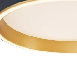 QAZQA Led-Deckenleuchten|Deckenleuchten*Design-Deckenleuchte schwarz mit Gold 40cm inkl. LED 3-Stufen-Schalter - Ingo