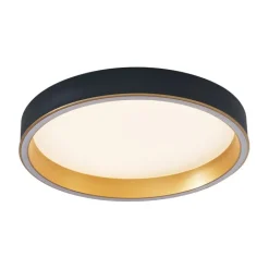 QAZQA Led-Deckenleuchten|Deckenleuchten*Design-Deckenleuchte schwarz mit Gold 40cm inkl. LED 3-Stufen-Schalter - Ingo