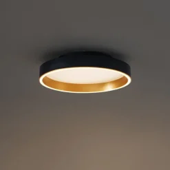 QAZQA Led-Deckenleuchten|Deckenleuchten*Design-Deckenleuchte schwarz mit Gold 40cm inkl. LED 3-Stufen-Schalter - Ingo